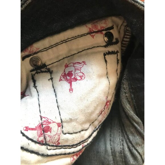 True Religion Becky Flap Bootcut Becca Blue Jeans Embellished Studs Size 28 - Picture 8 of 14